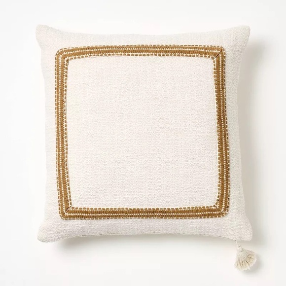 2!! STUDIO MCGEE Embroidered Frame Square Throw Pillow NWT - Picture 1 of 5